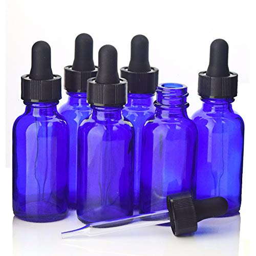 N / A Botella con cuentagotas de Vidrio, 12 Botellas de Aceite Esencial portátiles 30 ml / 1 oz Azul Cobalto con goteros, aptas para Colonia/Perfume/Viaje