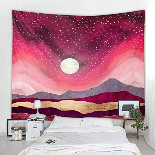 N / A Tapiz de Mandala Indio de Cielo Estrellado Rosa, Montaje en Pared, gitanos Bohemios, Tapiz psicodélico psicodélico, Tapiz de brujería, Tapiz para decoración del hogar, Tapiz A2 150x200cm