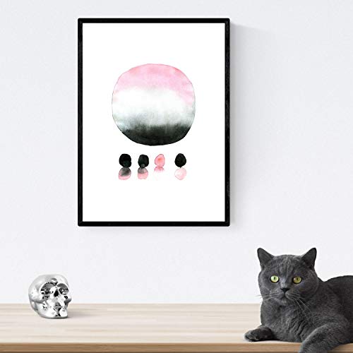 Nacnic Pack de Posters de Colores Acuarela Negro Rosa Gris. Láminas Coloridas con diseño nórdico. Tamaño A4