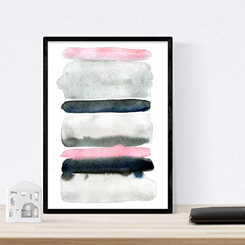 Nacnic Pack de Posters de Colores Acuarela Negro Rosa Gris. Láminas Coloridas con diseño nórdico. Tamaño A4