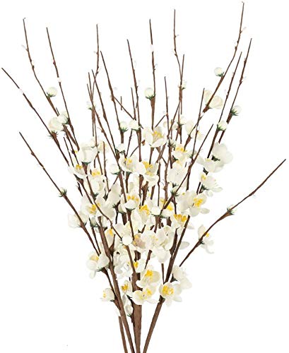 NAHUAA 4Pcs Ramas Artificiales de Flor de Cerezo 60cm Tallos de Flores Falsas Blanco para Casa Jardín Oficina de Fiesta Dormitorio Decoración de La Boda Mesa Centros de Mesa