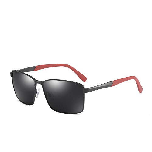 Nbrand Gafas de Sol cuadradas polarizadas con Marco de Metal para Hombre, Gafas de Pesca para conducción Masculina, Sombras Uv400 Negro