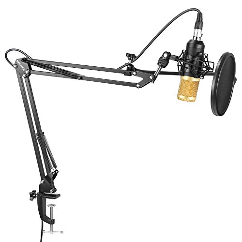 Neewer Micrófono Condensador Estudio Profesional NW-8000 y Brazo Tijera Suspensión Ajustable con Montura Choque,Filtro Kit Abrazadera Montaje Mesa para Difusión y Grabación Sonido