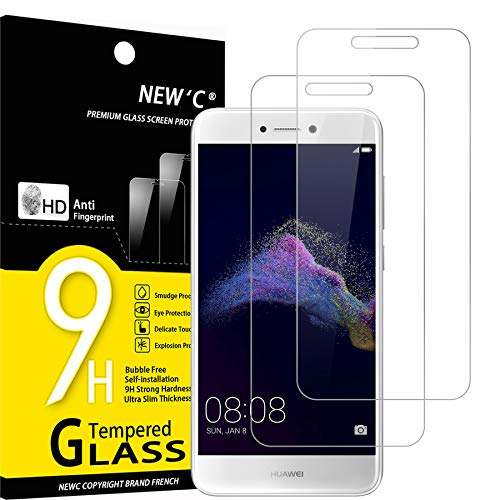 NEW'C 2 Unidades, Protector de Pantalla para Huawei P8 Lite 2017, Antiarañazos, Antihuellas, Sin Burbujas, Dureza 9H, 0.33 mm Ultra Transparente, Vidrio Templado Ultra Resistente