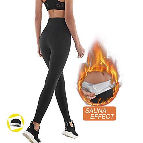 NHEIMA Pantalones de Sauna Adelgazantes Mujer NANOTECNOLOGÍA, Leggins Reductores Adelgazantes, Leggins Anticeluliticos Cintura Alta, Mallas Fitness Push Up para Deporte Running Yoga Gym (M, Black03)