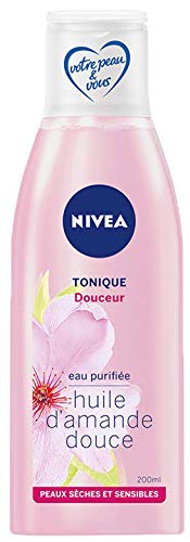 Nivea - Tónico suave para el rostro enriquecido con aceite de almendra y agua purificada, limpiador para pieles secas y sensibles, cuidado facial para mujer, 200 ml