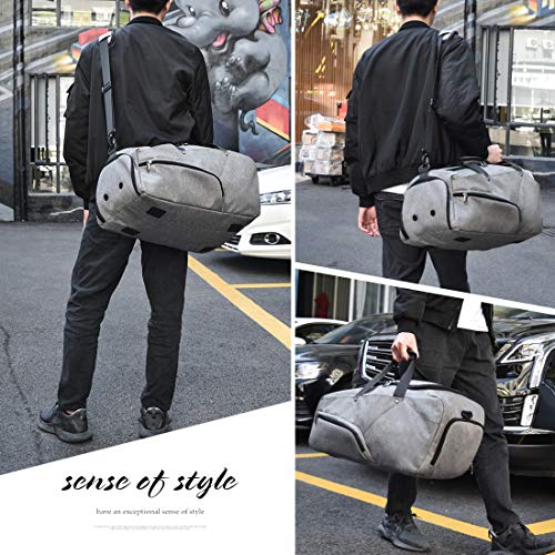 NUBILY Bolsa de Deporte Hombre Bolsas Gimnasio Mujer de Grande Viaje Impermeable con Compartimento para Zapatos Bolsos Deportivos Bolsa Fin de Semana Travel Duffle Bag para Hombres 45l Gris