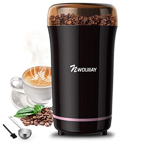 NWOUIIAY Molinillo de Café Eléctrico 300W Molinillos de Especias Semillas Frutos Secos con Cuchillas de Acero Inoxidable y Cuchara Gratis