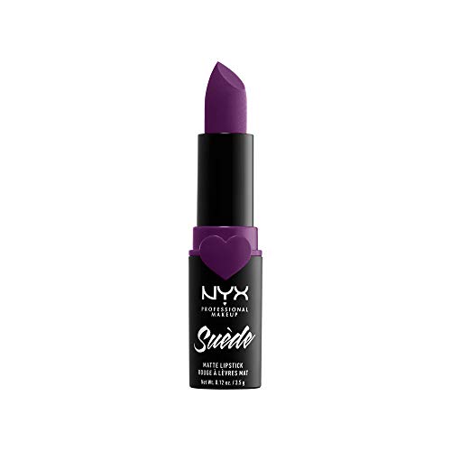 NYX Professional Makeup NYX Professional Makeup Barra de Labios Mate de Larga duración y Cobertura Total Suede Matte Lipstick Tono 17 STFU Color Morado, Mujer, Talla única