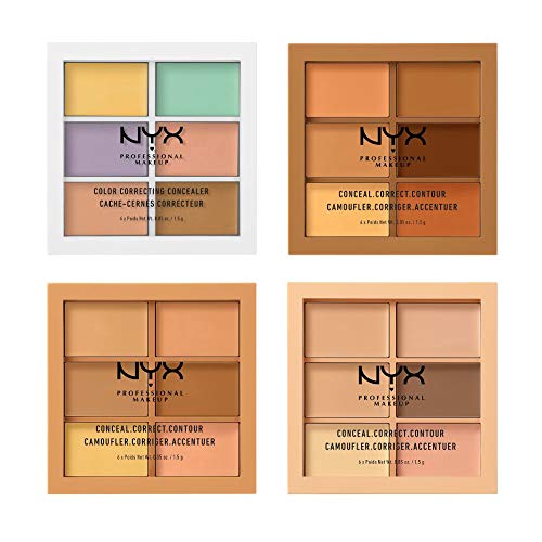 NYX Professional Makeup Paleta de correctores y contouring Conceal, Correct, Contour Palette, 6 sombras, Textura cremosa, Tono: Medium