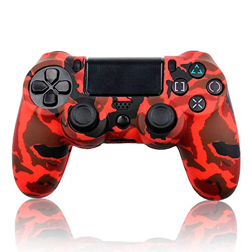 Ociodual Funda de Silicona Carcasa para Mando Sony PS4/Slim/Pro Dualshock Camuflaje Roja