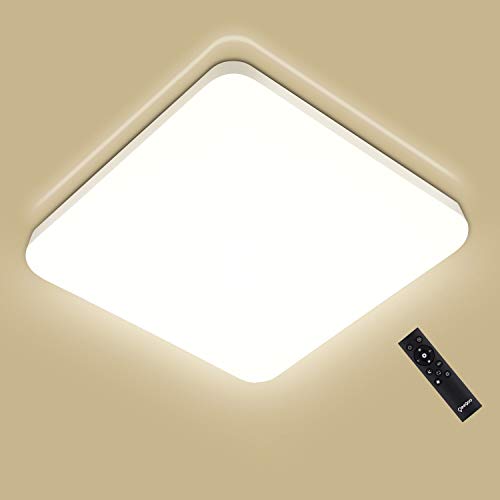 Oeegoo 24W Lámpara de Techo Regulable, 2400LM LED Plafón, IP54 Impermeable para Dormitorio Cocina Sala de Estar Comedor Balcón (Color de Luz Regulable 3000K a 6500K, Brillo Ajustable 10% a 100%)