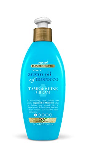 OGX Aceite de Argán de Marruecos, crema para peinar y dar brillo, pelo radiante, suave, brillante - 177 ml