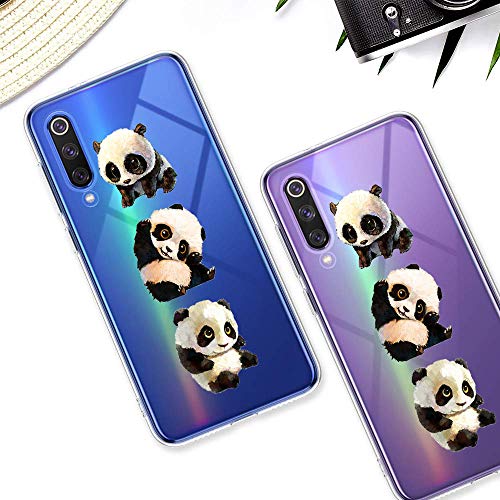 Oihxse Cristal Compatible con LG V50 Funda Ultra-Delgado Silicona TPU Suave Protector Estuche Creativa Patrón Panda Protector Anti-Choque Carcasa Cover(Panda A1)