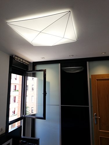 Olé by Fm Iluminación - Lámpara de techo plafón Polaris 80x80 con estructura metálica y tela elástica, Color Titanio