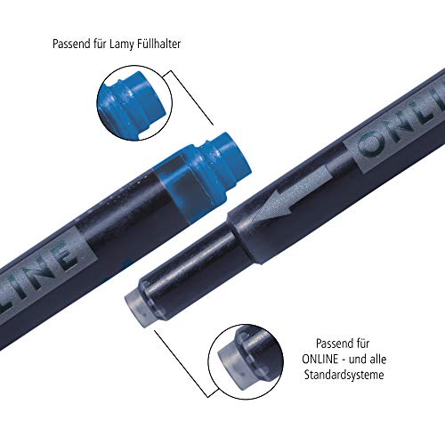 Online - Pack de 80 cartuchos de tinta y 8 borradores de tinta, cartuchos de tinta universales para pluma estilográfica Lamy y estándar, cartuchos de gran capacidad en azul real, borrables, lavables