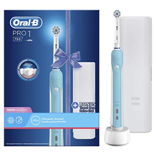 Oral-B Pro 750 Sensi Ultrathin Adulto Azul - Cepillo de dientes eléctrico (Alemania, Batería, 330 g, 100 mm, 178 mm, 253 mm)