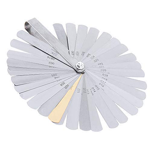 OriGlam 32 cuchillas de acero inoxidable Feeler Gauge, doble marcado métrica e imperial, herramienta de medición de hueco, cuchillas de acero Feeler Gauge para medir ancho/grosor de hueco