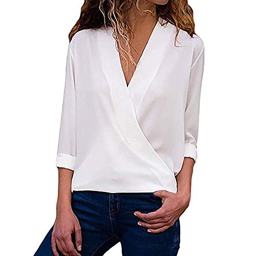 Overdose Blusa para Mujer OtoñO Primavera Nueva Mejor Venta De Moda Casual De Manga Larga Color Block Stripe Button Camisetas Tops (Small, Estilo14)