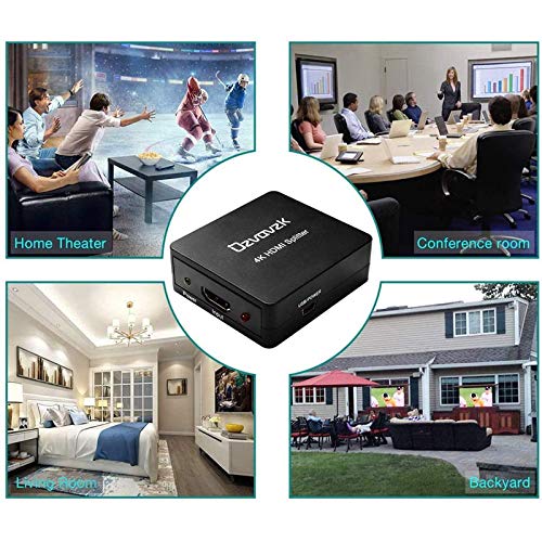 Ozvavzk HDMI Splitter,4k HDMI 1x2 Adaptadores 1 Entrada 2 Salida Duplicador Full HD 2160p 3D HDMI Amplificador Soporte HDMI 1.4 Versión HDCP.