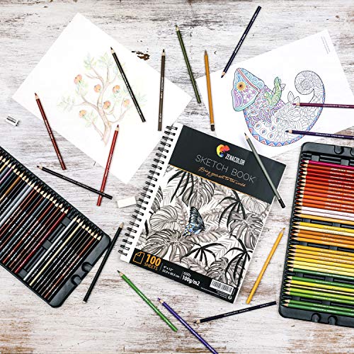 Pack de 2 x Bloc de Dibujo Profesional, A4 (9”x12”) con Espiral - 200 x Hojas Blancas (100gr) - Cuadernos de Dibujo con Tapa Rígida - Block de Páginas Vírgenes para Dibujar, Garabatear