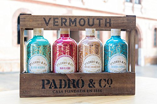 Padró & Co Vermouth en Caja de Madera - Paquete de 4 x 750 ml - Total: 3000 ml