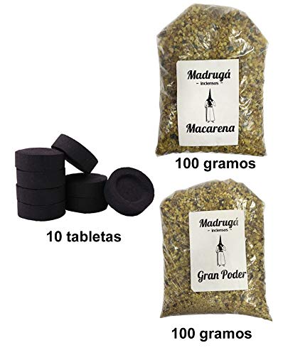 Paide Autentico Incienso de Sevilla Semana Santa - Regalo 10 tabletas de carbón - Hecho a Mano en España (100gr y 100gr)