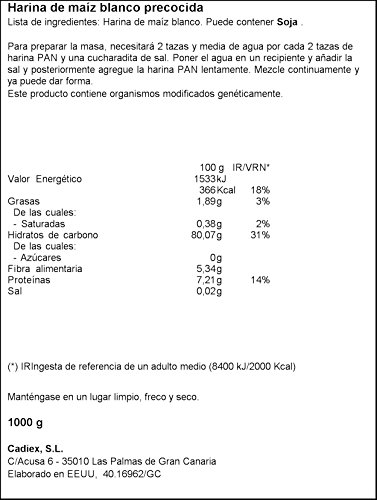 Pan Harina de Maíz Blanco Precocida 1 kg (Paquete de 10)