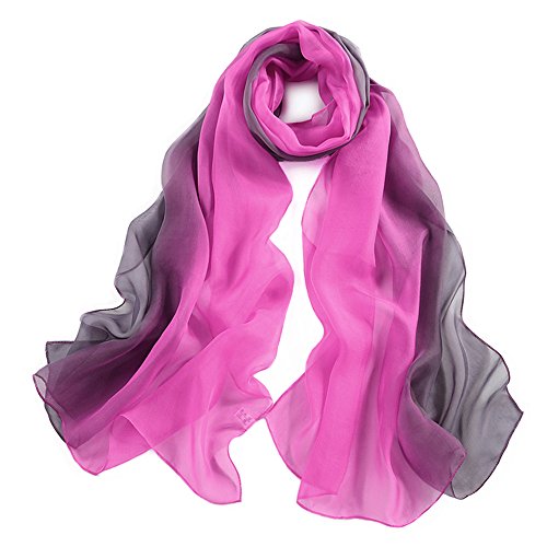 pañuelo de seda Mujer 100% seda Mantón Bufanda Moda Chals Señoras Elegante Estolas Fular 70,8 "x 27,5'' Rosa roja