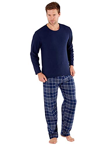 Paquete de regalo de pijama con jersey polar y pantalones de franela a cuadros azul azul/gris Medium