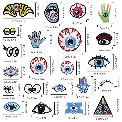 Parches Ropa Ojos Patch Sticker DIY Coser o Planchar en Los Apliques para Camiseta Jeans Sombrero Pantalon Bolsas 22 Piezas