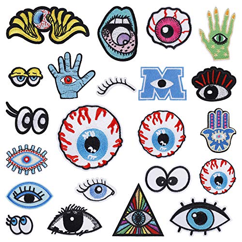 Parches Ropa Ojos Patch Sticker DIY Coser o Planchar en Los Apliques para Camiseta Jeans Sombrero Pantalon Bolsas 22 Piezas