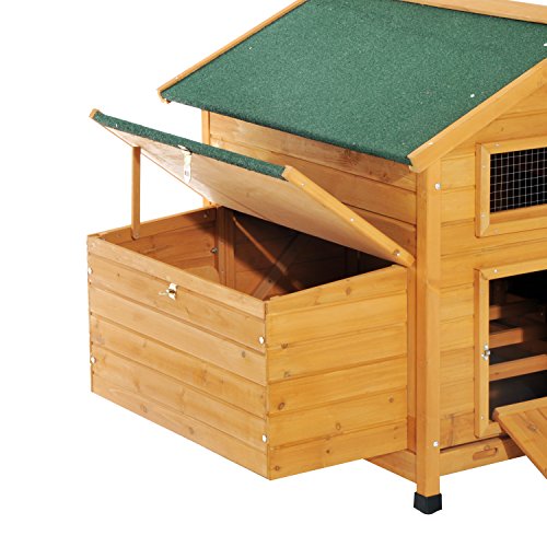 Pawhut Gallinero Grande de Madera Abeto con Bandeja para Excrementos Capacidad 4-6 Gallinas 150x100x96.5cm Resistente al Agua