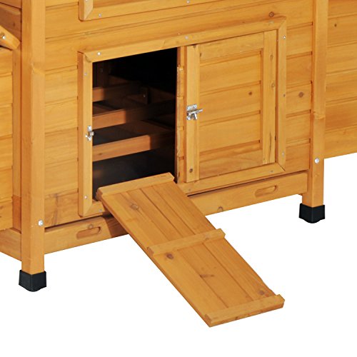 Pawhut Gallinero Grande de Madera Abeto con Bandeja para Excrementos Capacidad 4-6 Gallinas 150x100x96.5cm Resistente al Agua