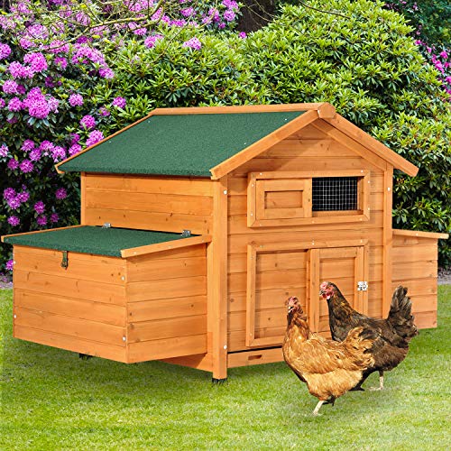 Pawhut Gallinero Grande de Madera Abeto con Bandeja para Excrementos Capacidad 4-6 Gallinas 150x100x96.5cm Resistente al Agua