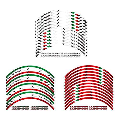 Pegatinas Coche Moto Rueda de la Motocicleta Decals Pegatinas Reflectantes llanta Rayas for Ducati Multistrada 1260 1200 1200 s Rueda (Color : Army Green)