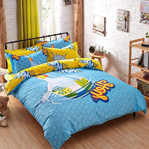 PENVEAT Widen tamaño Doble 3/4 Piezas Juego de Cama Ropa de Cama para niños Twin Queen King Size Edredón nórdico Funda de Cama de 1.2m 1.5m 1.8m 2m Sábana, como Foto 5, King 4pcs Set