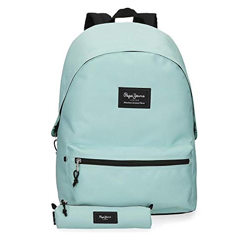 Pepe Jeans Mochila & Estuche Aris, Color Turquesa