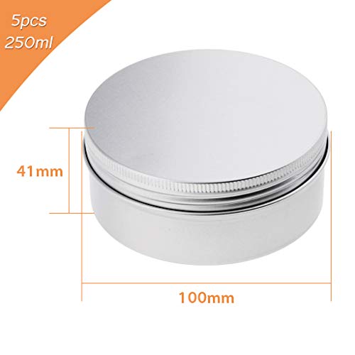 perfeclan Tarros de Aluminio Latas de Crema Recipientes Cosméticos Envase de Loción Estuche de Caramelos - 5pcs 250ml