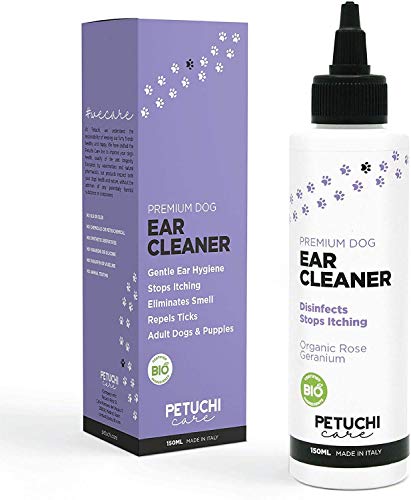 PETUCHI Gotas de Oidos para Perros; Desinfecta y Detiene el Picor; Limpia Orejas de Perros Suavemente; 150ml