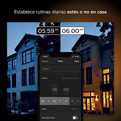 Philips Hue Kit 2 Bombillas Inteligentes LED E27 y Puente, 9.55 W, Luz Blanca Cálida, Compatible con Alexa y Google Home