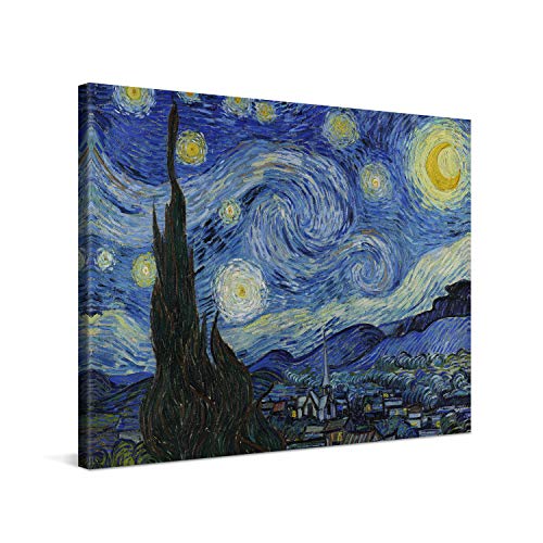 PICANOVA – Vincent Van Gogh Starry Night 100x75cm – Cuadro sobre Lienzo – Impresión En Lienzo Montado sobre Marco De Madera (2cm) – Disponible En Varios Tamaños