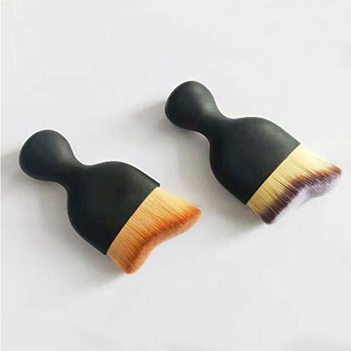 Pinceles de maquillaje cepillos del maquillaje de Kabuki 1PC Profesional Curva Pincel Sculpting pincel de maquillaje con cubierta Fundación Bb Crema para uso diario (color doble)