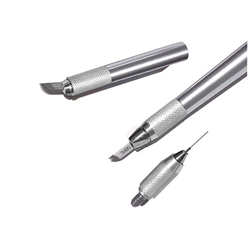 Pinkiou Microblading Pen Eyebrow Tattoo Pens 3 en 1 herramienta de maquillaje permanente de cejas (plata)