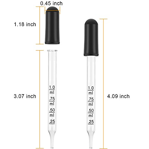 Pipeta de Vidrio de Líquido, Cuentagota de Mancha de Vidrio Calibrada de Aceite Esencial de 1 ml para Planta de Líquido Art de Maquillaje Aceites Esenciales con Cajas Kraft (20)