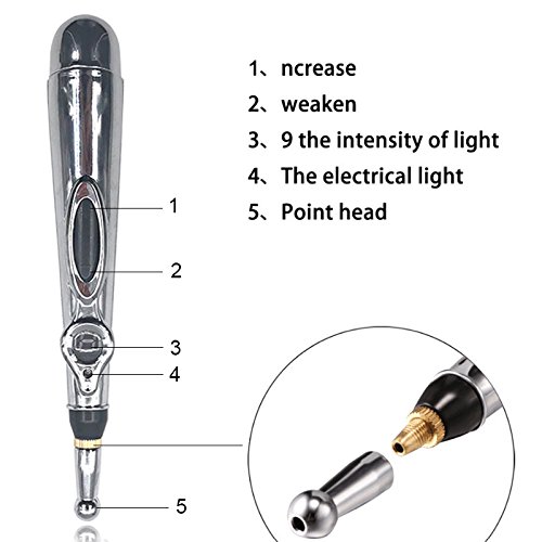 Pluma electrónica de acupuntura, Winnes máquina de acupuntura láser de meridianos eléctricos Instrumento de terapia magnética Meridian Energy Pen Masajeador Alivio Herramientas para el dolor