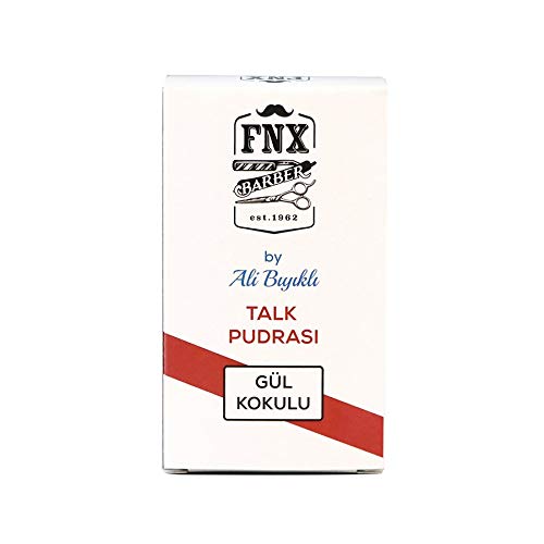 Polvos de talco para peluquería FNX Barber Talc de 250 g, elimina la irritación de la piel y los arañazos para hombre, afeitado posterior al tratamiento, Rose Scented, Gül Kokulu