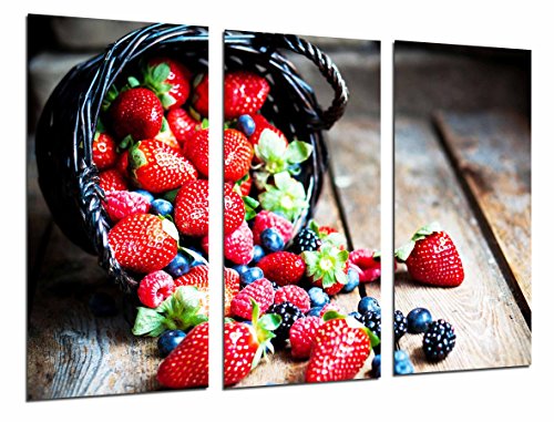 Poster Fotográfico Fruteria, Frutas Bosque Cesta, Fresas, Moras, Arandanos  Tamaño total: 97 x 62 cm XXL