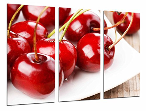 Poster Fotográfico Fruteria, Frutas en Plato, Cerezas Rojas Tamaño total: 97 x 62 cm XXL