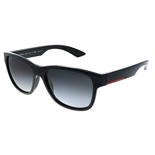 Prada Sport SPS03Q, Gafas de Sol, Rectangulares, Polarizadas, Negro (Black), 56